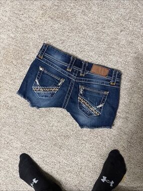 BKE Dark Blue Distressed Denim Short Shorts